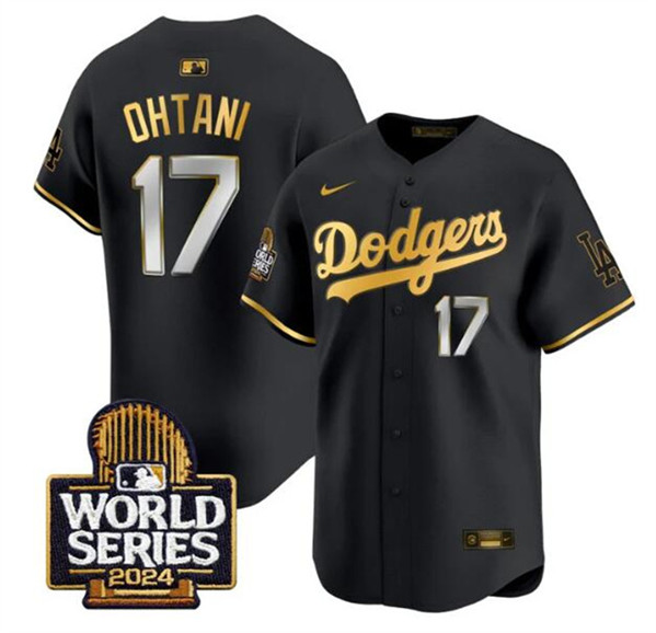 Los Angeles Dodgers #17 Shohei Ohtani Black Gold 2024 World Series Limited Stitched Jersey